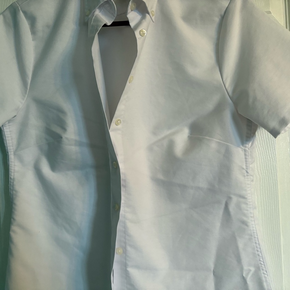 Lands' End White Button‎ Down Shirt Professional Cotton Blend